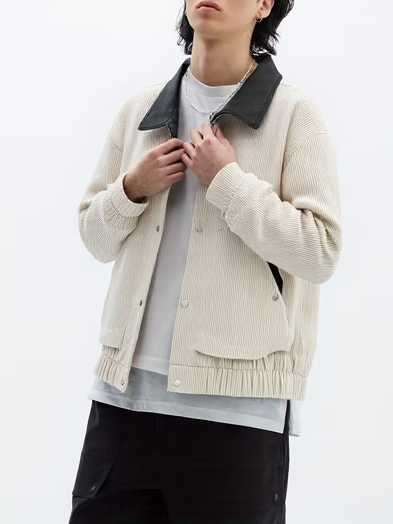 Men's Ribbed Snap-Button Jacket