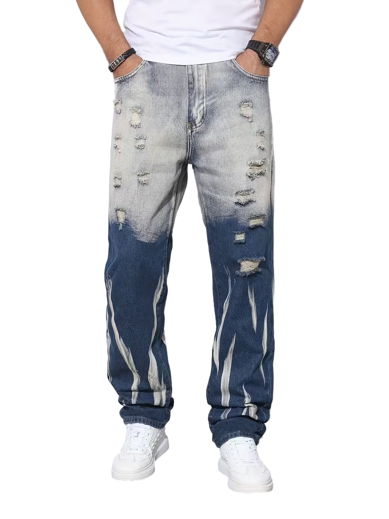 Men's Two-Tone Straight-Leg Pants