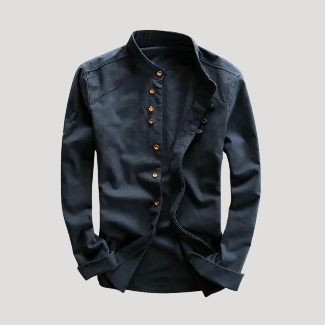 Men’s Button-Front Stand Collar Shirt