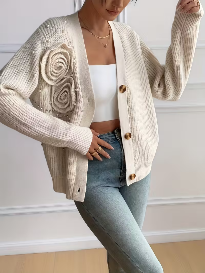Women's Ribbed V-Neck Cardigan