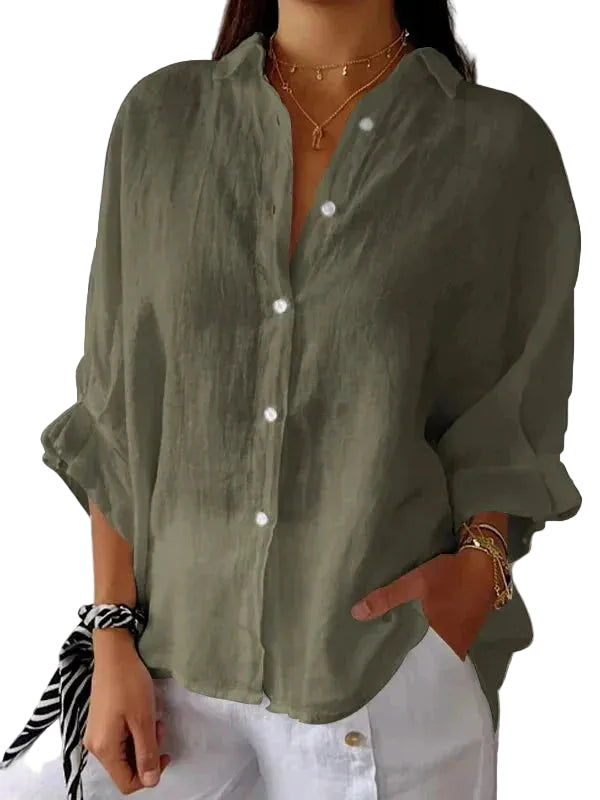 Women’s Button Front V Neck Blouse