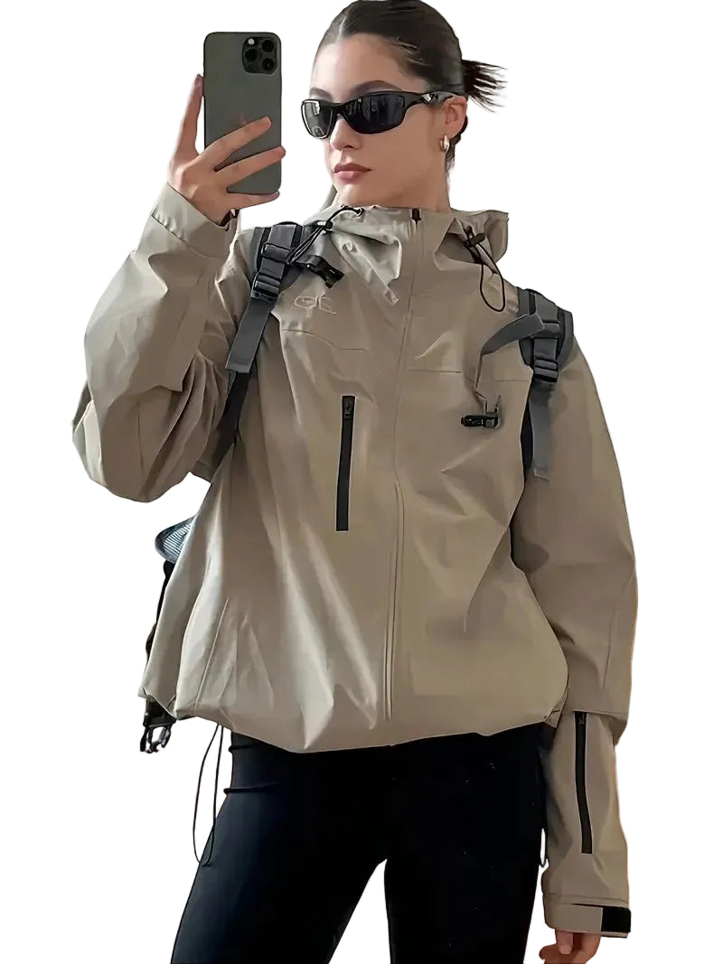 Women’s Hooded Windbreaker Jacket with Full Zip Closure