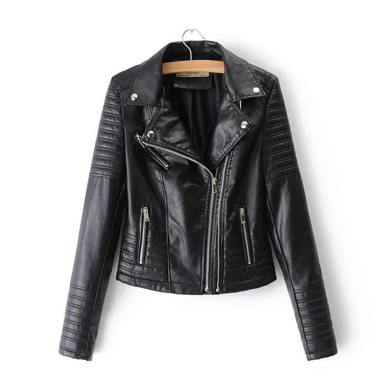 Women’s Slim Fit Zip Up Biker Jacket