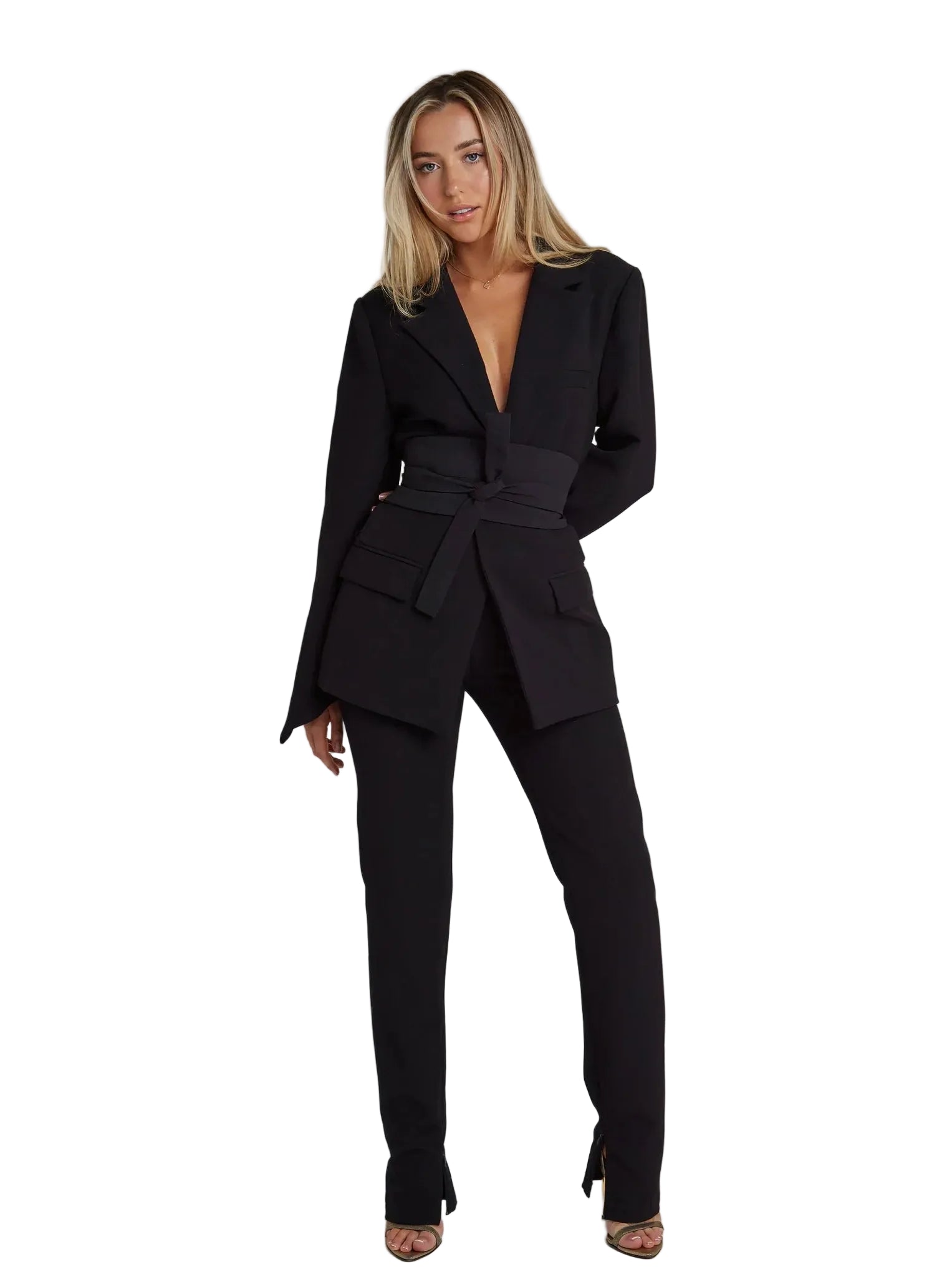 Women’s Long Sleeve Belted Blazer